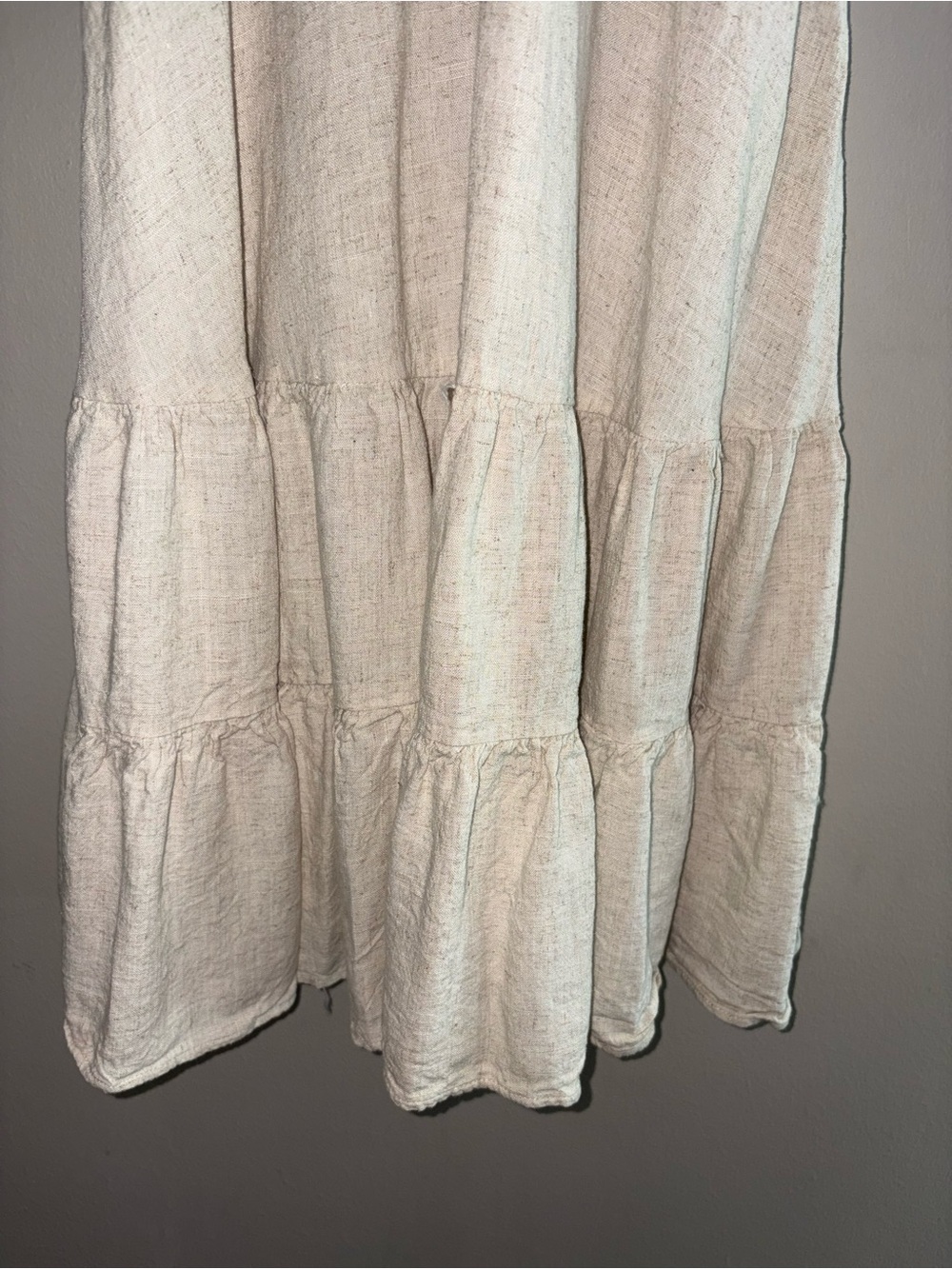 Aakaa -Oatmeal Beige Textured Linen-Blend Dress - Picture 4 of 6